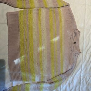 Yellow and bone/light beige striped cashmere sweeter